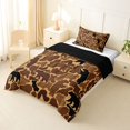 thumbnail image 3 of Castle Fairy Camo Bear Silhouette Twin Comforter Sets 2pcs,Vintage Camouflage Animal Bedding Set,Tan Dark Brown,Black Reversible,1 Comforter and 1 Pillowcase, 3 of 6