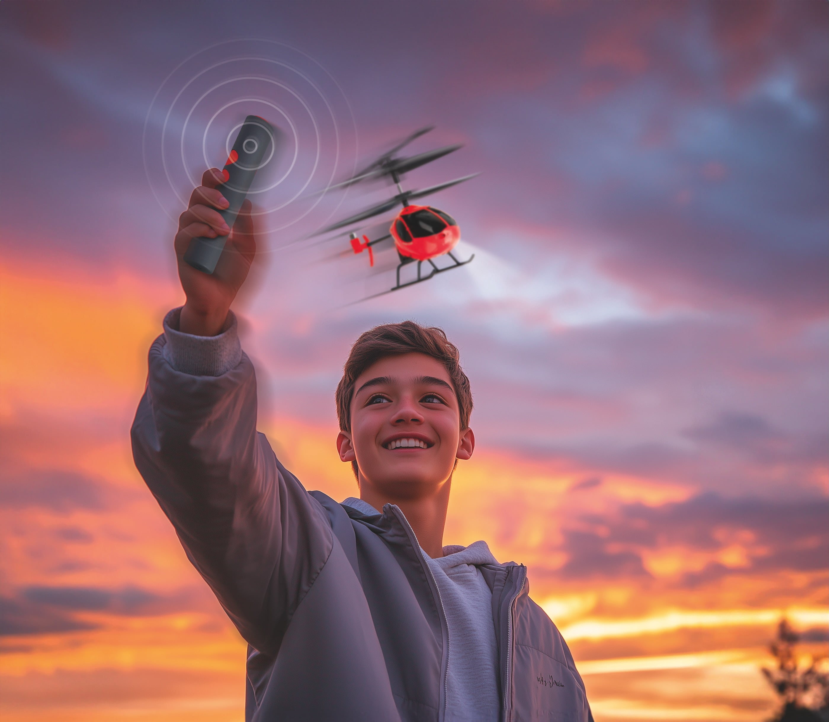 Voyage Aeronautics Micro RC Helicopter Pocket Flyer for Kids and Adults, Gesture Control, Red