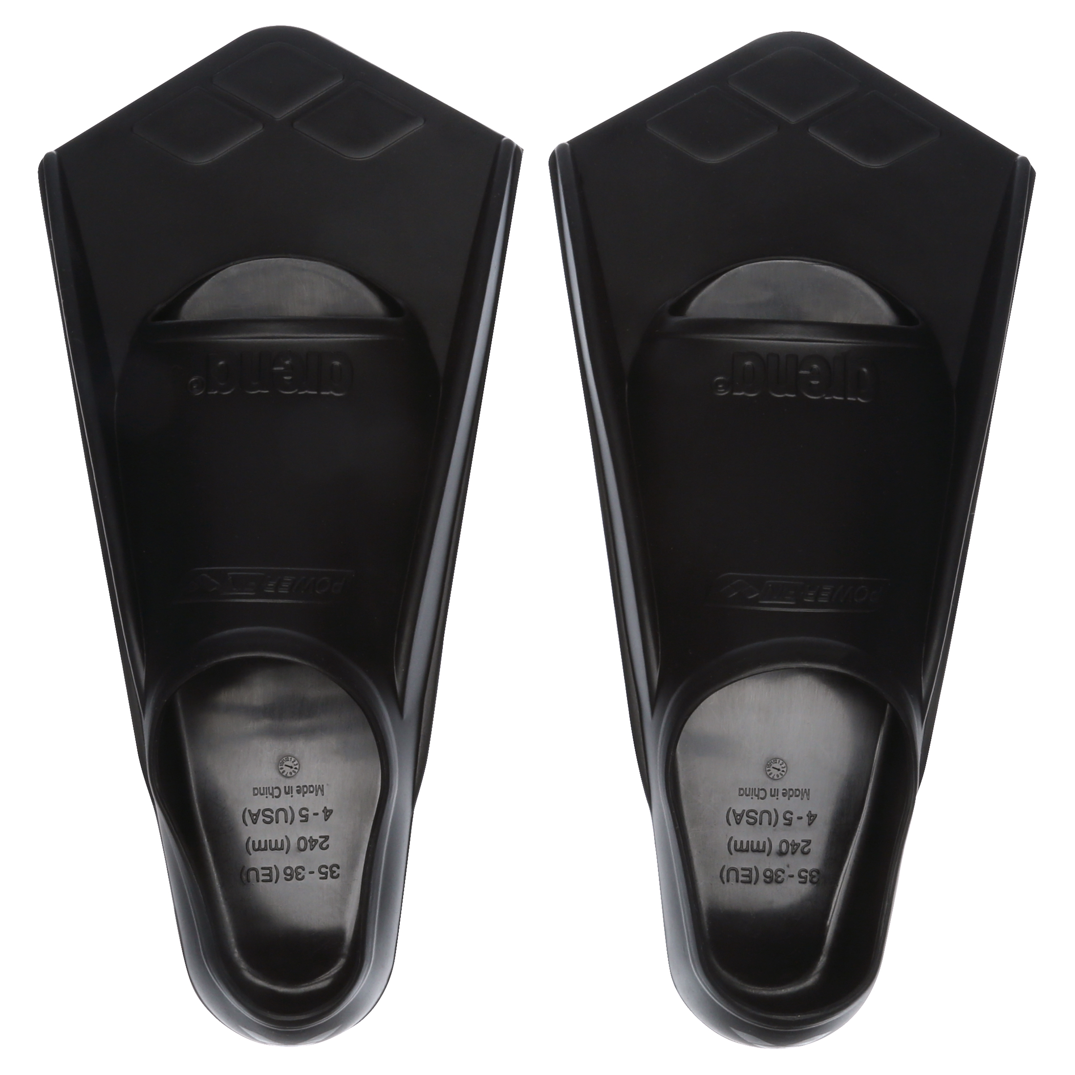 Arena POWERFIN Swim Fins in Black-Silver, Size 4