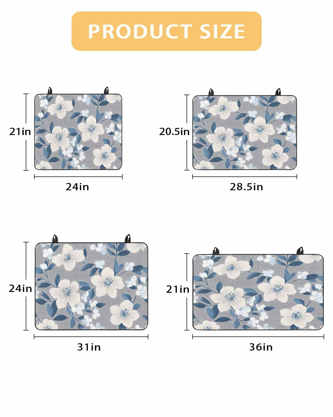 nqOlkjepod Large Induction Cooktop Protector Mat 36"x21", White Floral Stove Top Covers for Electric Stove, Vintage Pastoral Botanical Flowers Stove Burner Cover Mats, Glass Top Stove Cover