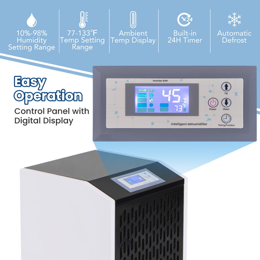 Resenkos Smart Dehumidifier, Humidity Control,250 Pints Commercial Dehumidifier with Drain Hose Large Spaces up to 8500 Sq.Ft-White