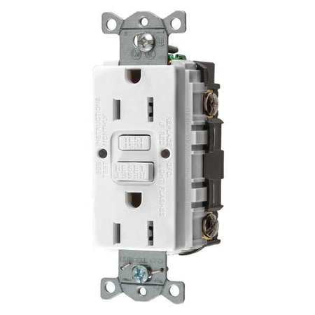 - GFCI Receptacle,15A,125VAC,5-15R,White HUBBELL WIRING DEVICE-KELLEMS GFRST15W