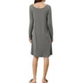 thumbnail image 3 of INSPIRE CHIC Women's Maternity Dress Elegant Round Neck Long Sleeve Pleated Breastfeeding Nightdress L Dark Grey, 3 of 6