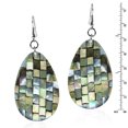 thumbnail image 4 of Alluring Mosaic Green Seashells Handcrafted Teardrop Dangle Earrings, 4 of 5