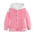 thumbnail image 5 of Qopobobo Boys Winter Jacket Big Boys Coat Varsity Jacket Butoon Down Stand Collar Solid Baseball Jacket Coat Cardigan School Uniform Streetwear Size for 1-2 Years,Hot Pink, 5 of 5