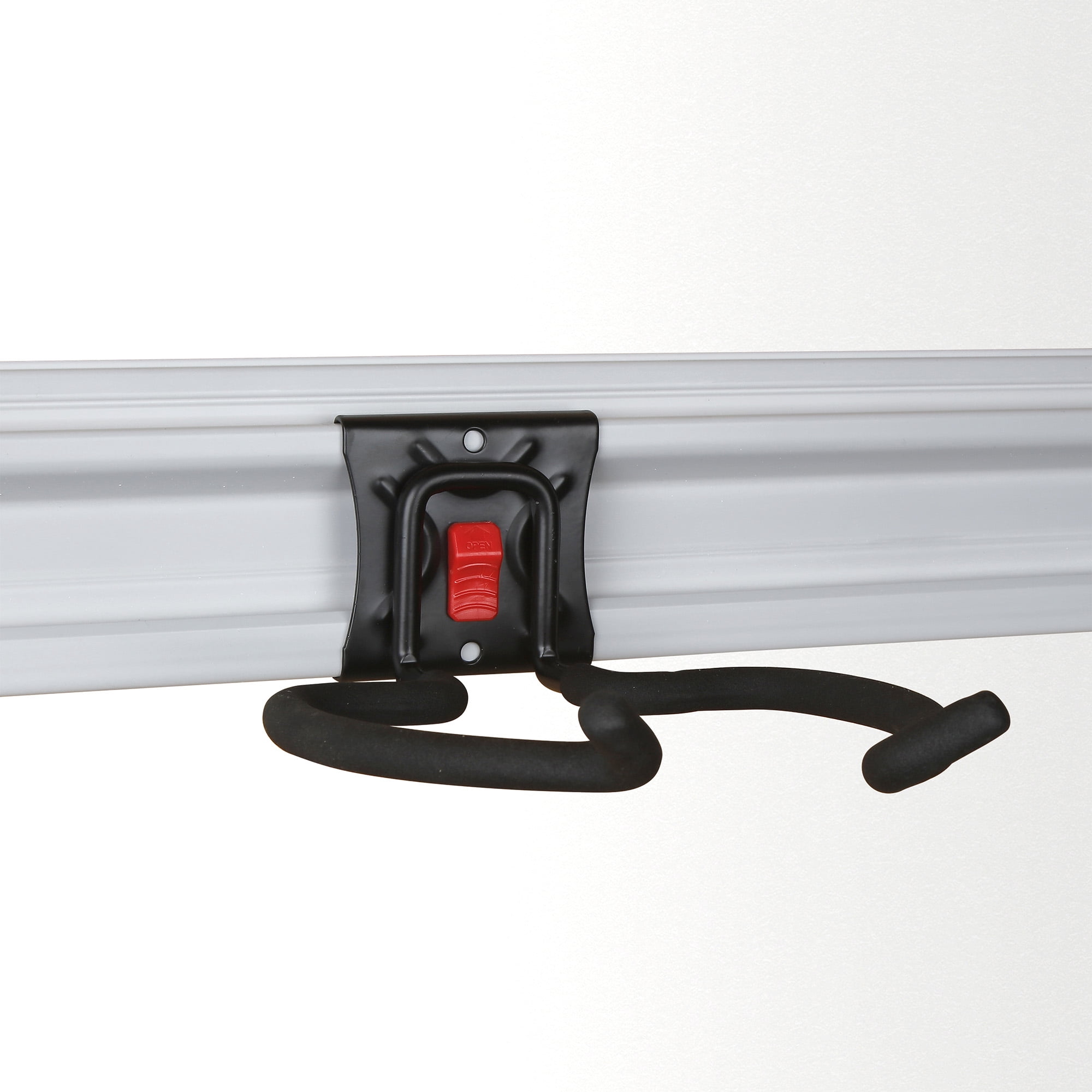 Hyper Tough Quick Release Grass Trimmer Hanger Snap Rail, Black, Steel, 0 Shelves, Garage