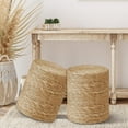 thumbnail image 5 of Wubio Pouf Ottoman, 100% Handwoven Seagrass Braided Pouffe, Boho Decor Floor Chair for Couch or Desk, Outdoor Ottomans for Garden, Round Footrest with Wood Frame-Natural, 5 of 10