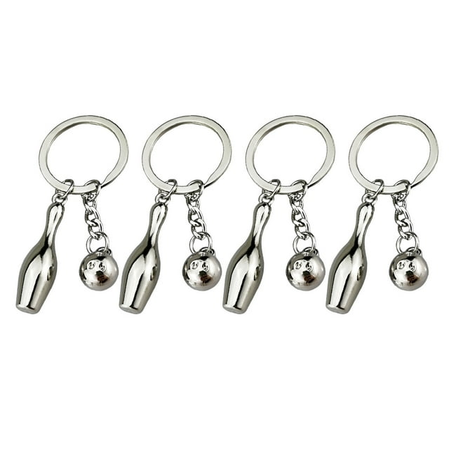 4Pcs Creative Sports Theme Keychain Pendant Exquisite Bowling Hanging Ornaments