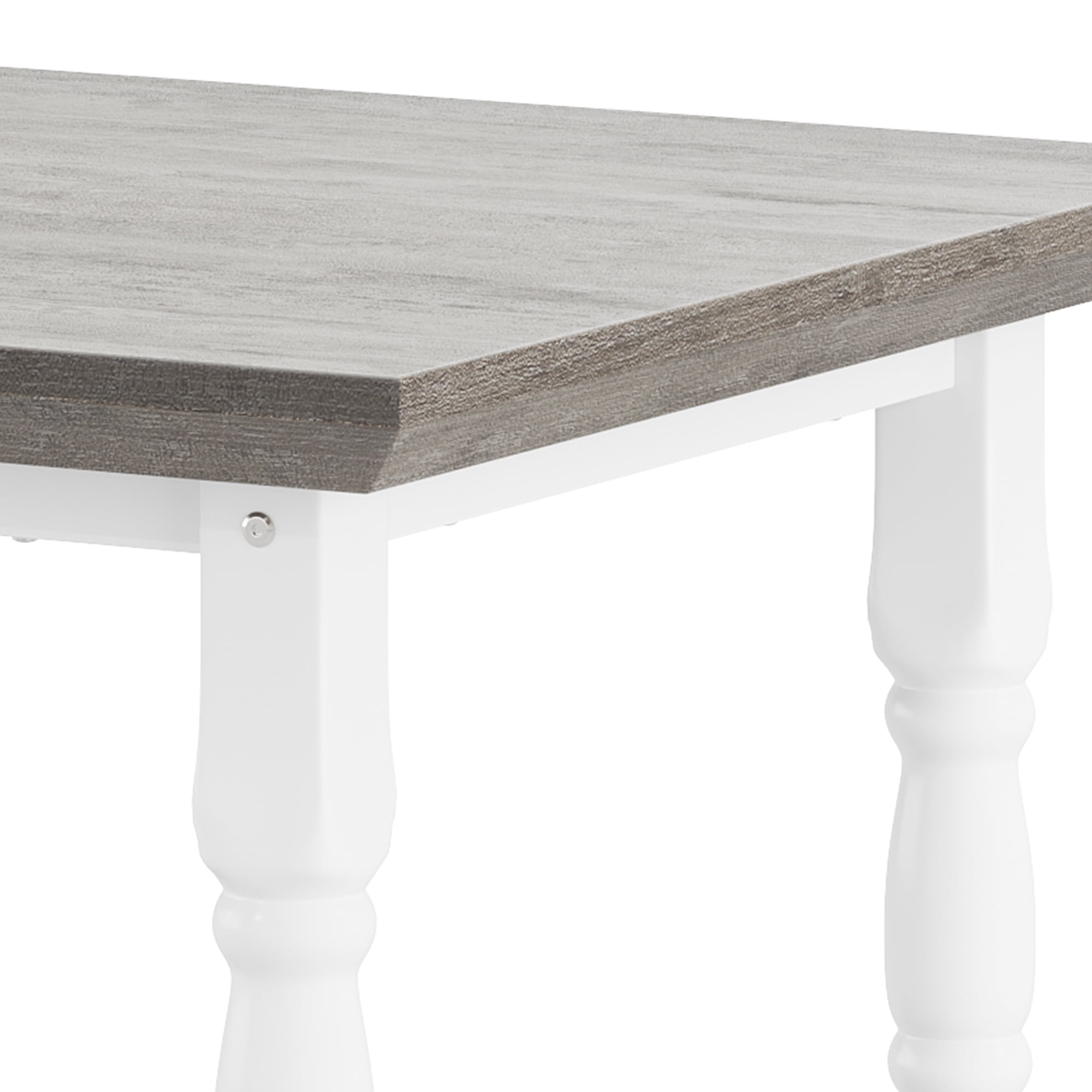 DEXTRUS Square End Table with Storage Shelves, Classic Side Table for Living Room, White & Gray