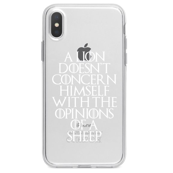 DistinctInk Clear Shockproof Hybrid Case for iPhone XR (6.1" Screen) - TPU Bumper Acrylic Back Tempered Glass Screen Protector - Lion Doesn't Concern With Opinions Sheep