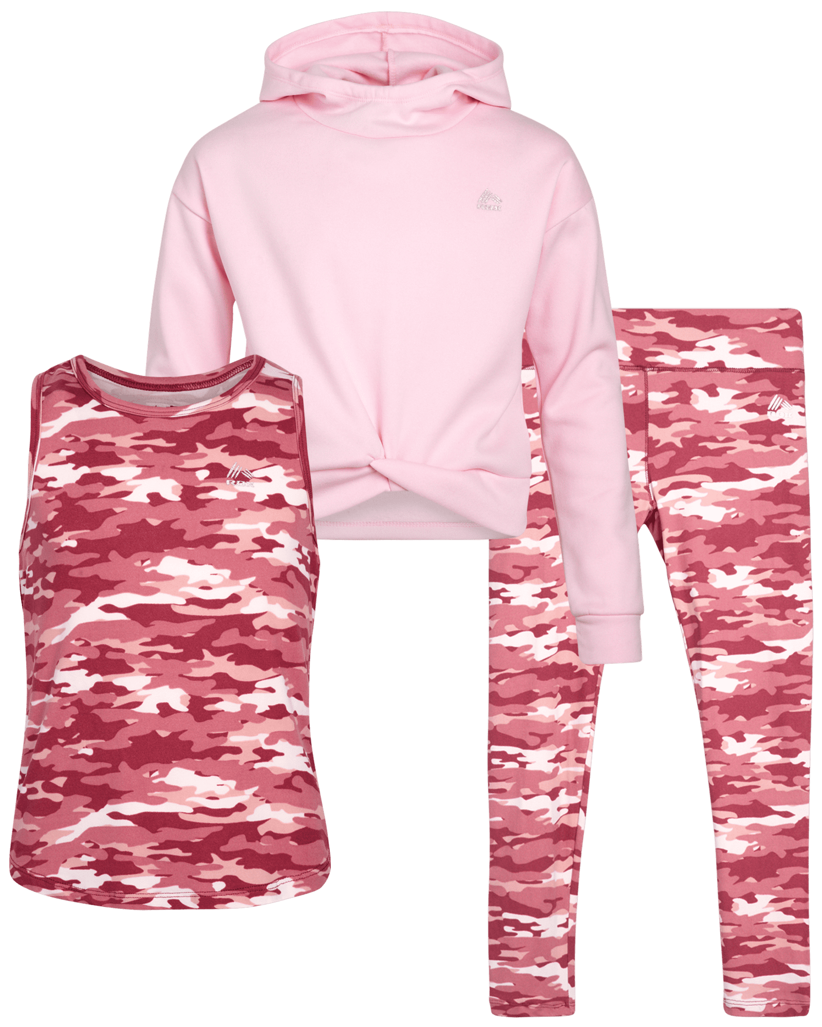 RBX Girls Active Pants Set - 3 Piece Fleece Hoodie, Tank Top, and Leggings (Sizes: 7-16)