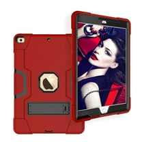 SOATUTO Case for New iPad 9th Generation iPad 8th Generation iPad 7th Generation Built-in Kickstand Dual Layer Shockproof Kids Friendly Case for Apple iPad 10.2 inch 2021/2020/2019 - Red Black