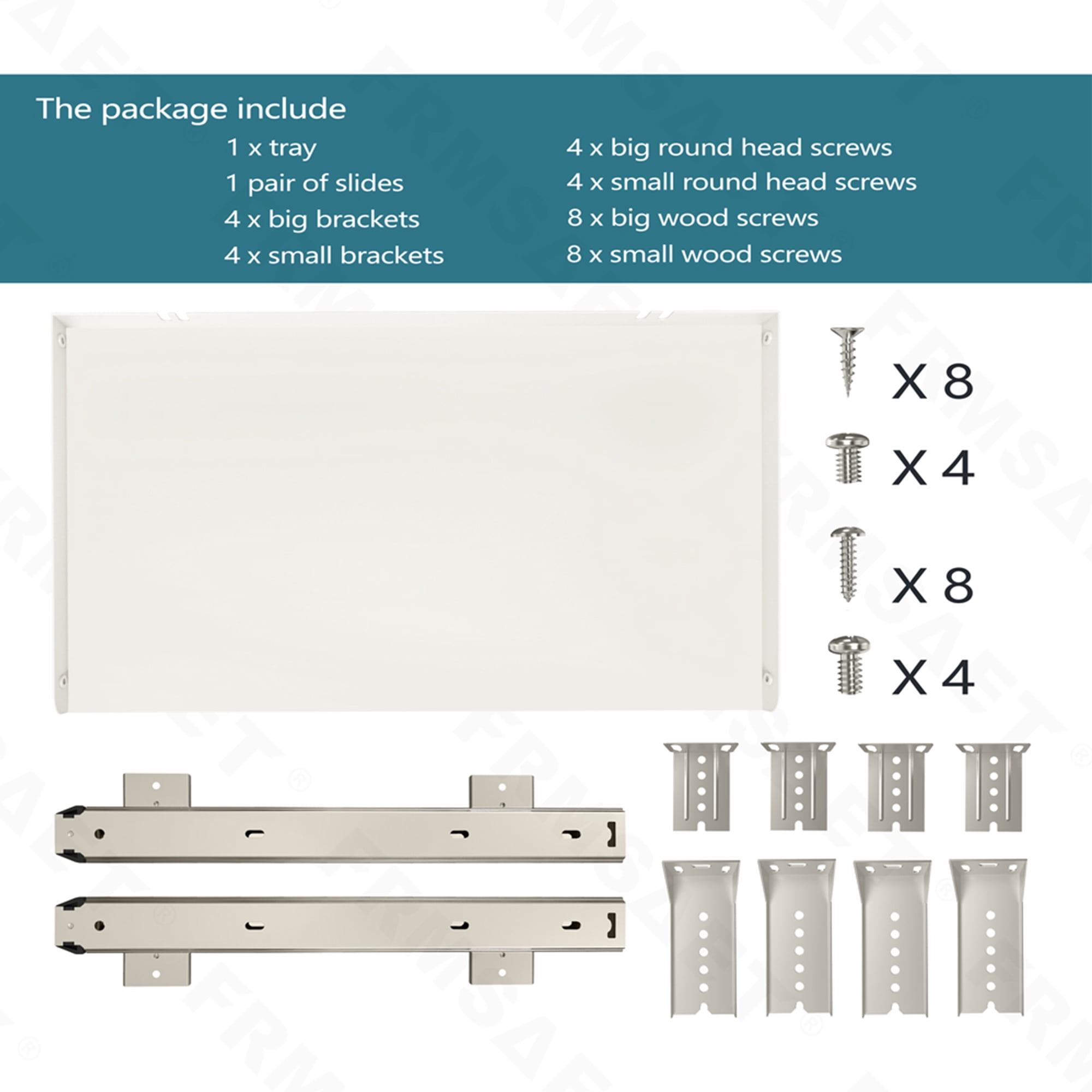 FRMSAET Under Desk Mounting Keyboard Tray All-Metal Material Office Drawer (30 inches, White)