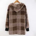 thumbnail image 6 of Clearance! Delayuji Women Thermal Top Winter Coats Warm Plush Hooded Jackets Up Button Cardigan Trendy Plaid Fuzzy Outerwear Womens Thermal Tops Long Sleeve Brown Xl, 6 of 9