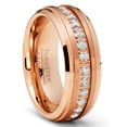 thumbnail image 1 of Bague d'Éternité pour Homme en Carbure de Tungstène Ton Or Rose, Alliance, Zircon Cubique Rond 8 mm, 1 of 3