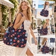 thumbnail image 2 of Gocvo Multiple Pockets Corduroy Bag, Large Tote Bag for Women, Ladies Bag Casual Hobo Handbags(Deep Blue Flower), 2 of 10