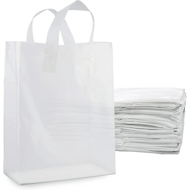 Clear Plastic Bags with Handles, Large Shopping Bags with Gusset ...