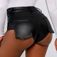 thumbnail image 4 of New Fashion Summer Women's Black High Waist Elastic Shorts Women's Tight Casual Pants Imitation Leather Boots Pants Plus Size, 4 of 13