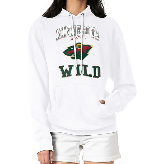 Women's G-III 4Her by Carl Banks White Minnesota Wild Team Logo Tri-Blend Fleece Pullover Hoodie