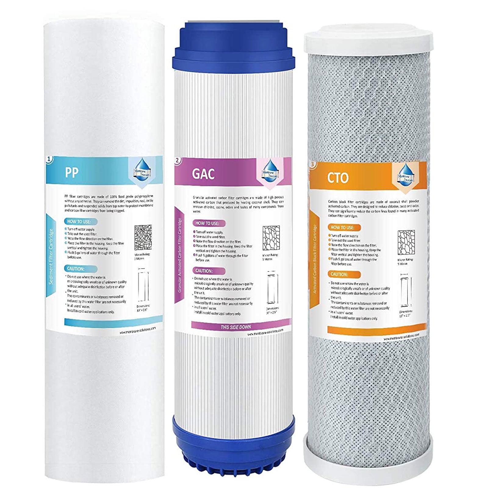 Membrane Solutions Whole House Water Filter Cartridge Set 5 Micron 10