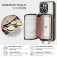 thumbnail image 4 of Dteck iPhone 14 Plus Wallet Case 6.7" Crossbody, Zipper Phone Case with RFID Blocking Card Holder Wrist Strap Leather Purse Cover Gift for Women for Apple iPhone 14 Plus, Pink, 4 of 8