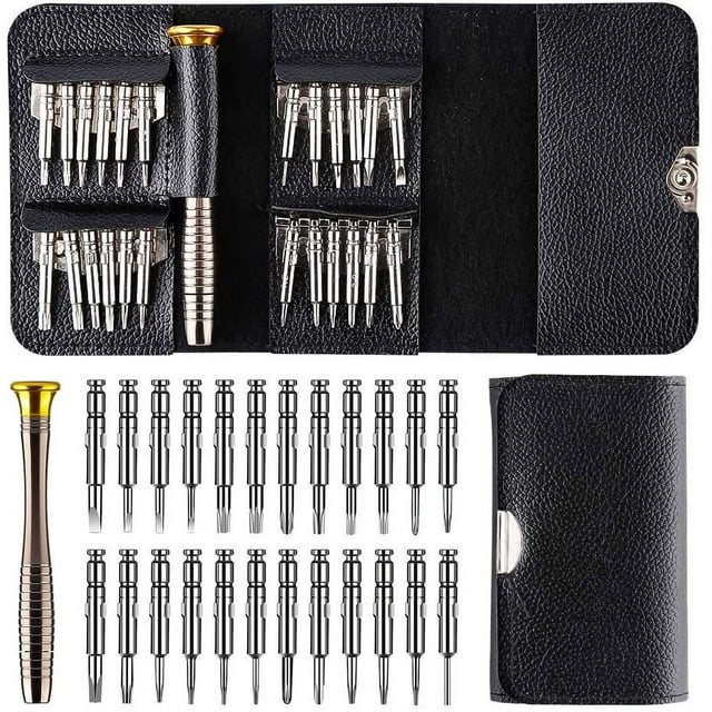 Mini 25 In 1 Precision Screwdriver Kit, 25 Piece Screwdriver Kit Repair Tools, Set With Leather Case, Screwdriver Repair Tools For Laptop, Jewelry, Toys, Glasses Etc