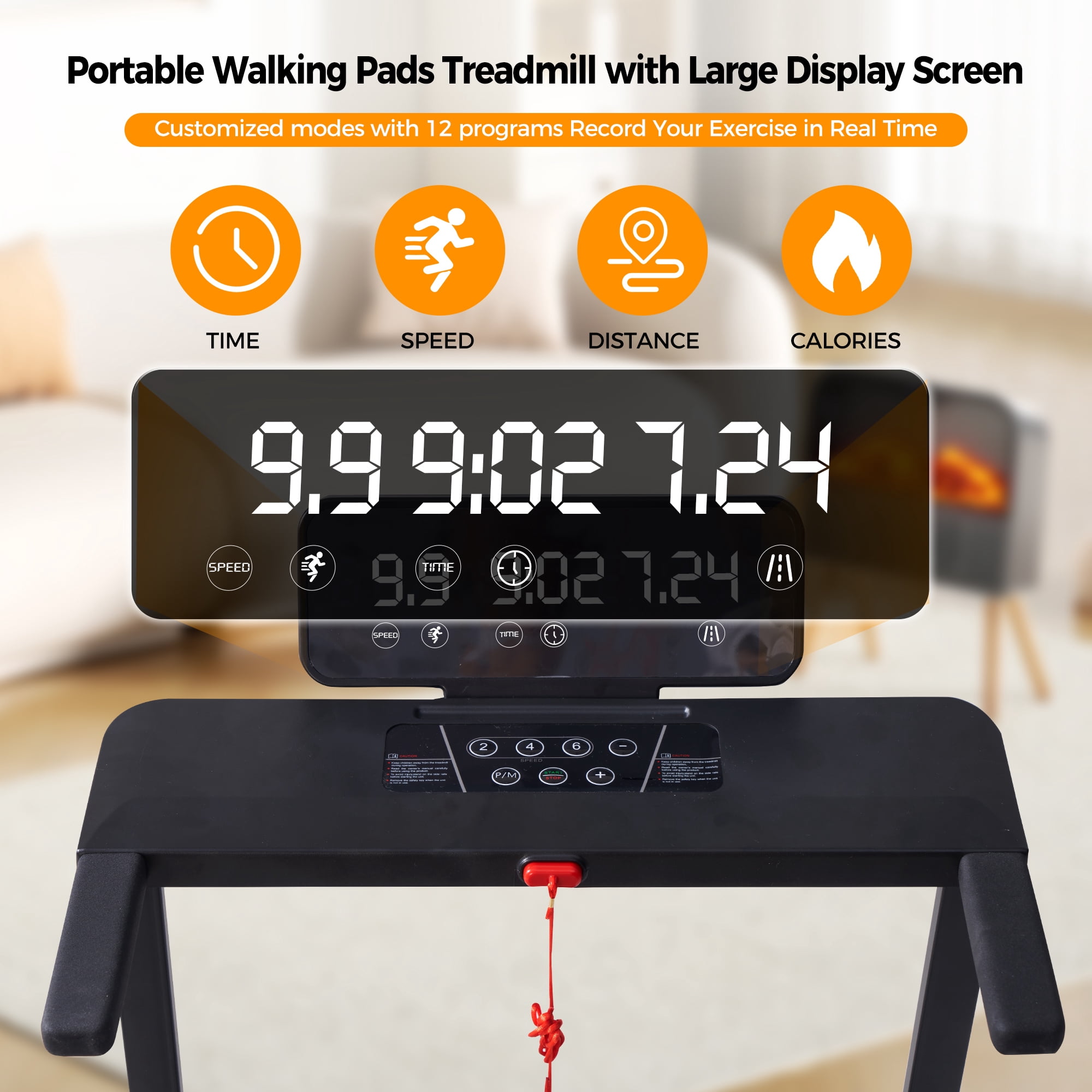 HevGlrm Walking Pad Treadmill for Home Workouts, 3.5HP Compact Folding Under Desk Treadmill,Portable Foldable Treadmills with Handles,LED Display 400lbs