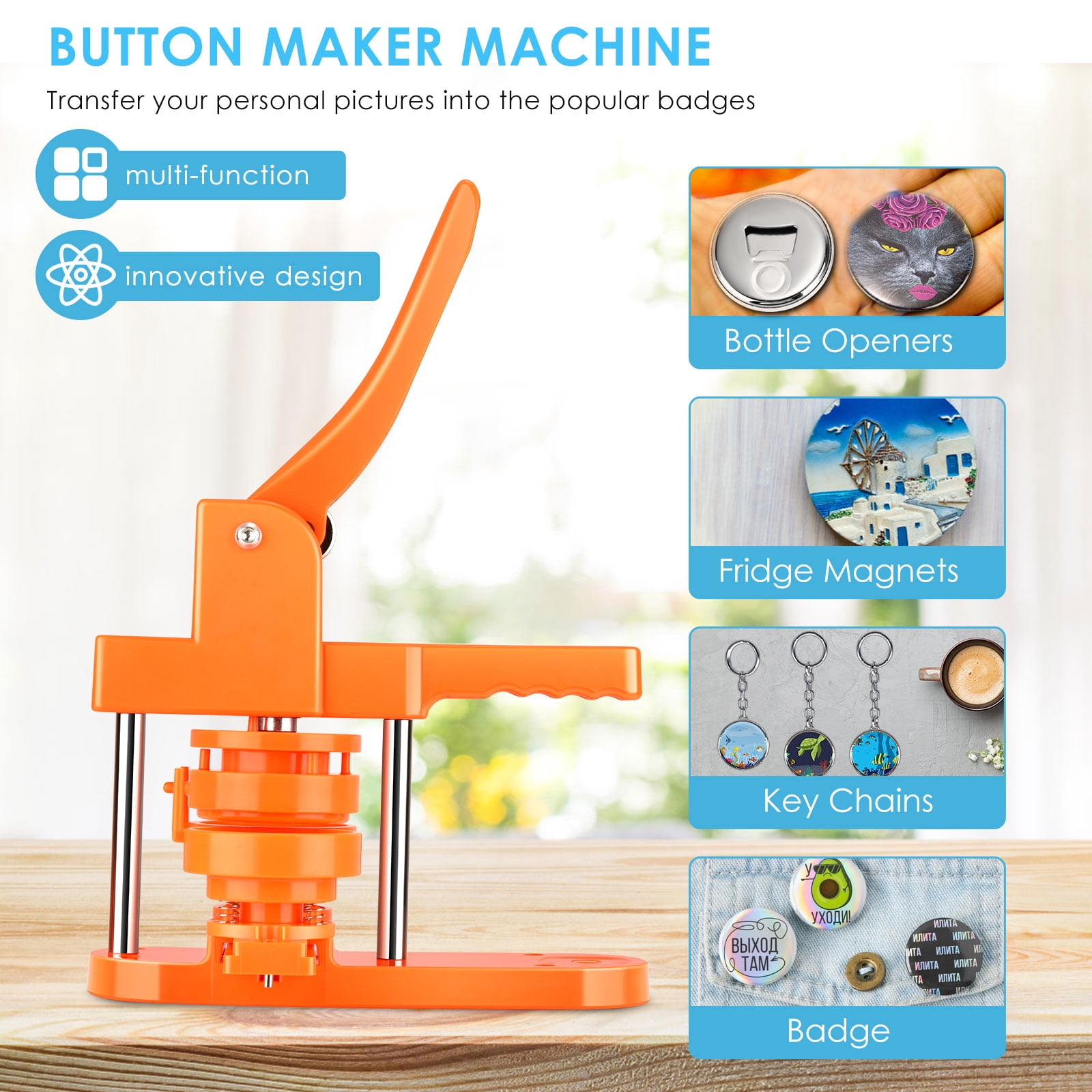 25MM Badge Button Maker Machine Multiple-Size DIY Badges Press Machine Set ,Beginner-Friendly