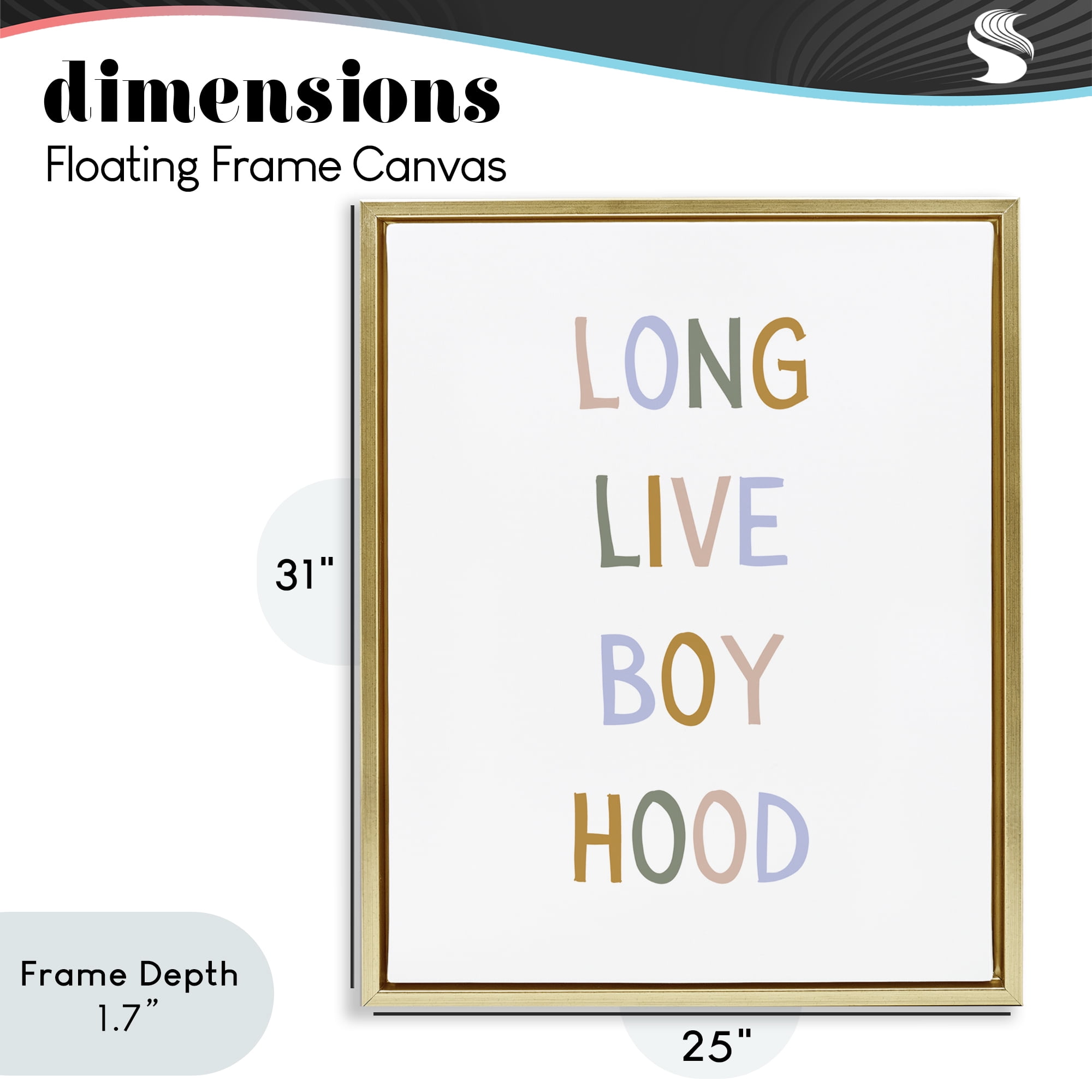 Stupell Industries Long Live Boy Hood Gold Framed Floater Canvas Wall Art, design by Katie Griggs