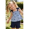thumbnail image 4 of Aideaone Toddler Girls Summer Outfit 2 Piece Ruffle Sleeveless Shirts Tops Shorts Set Clothes for Baby Girl Sizes 2T-5T, 4 of 5
