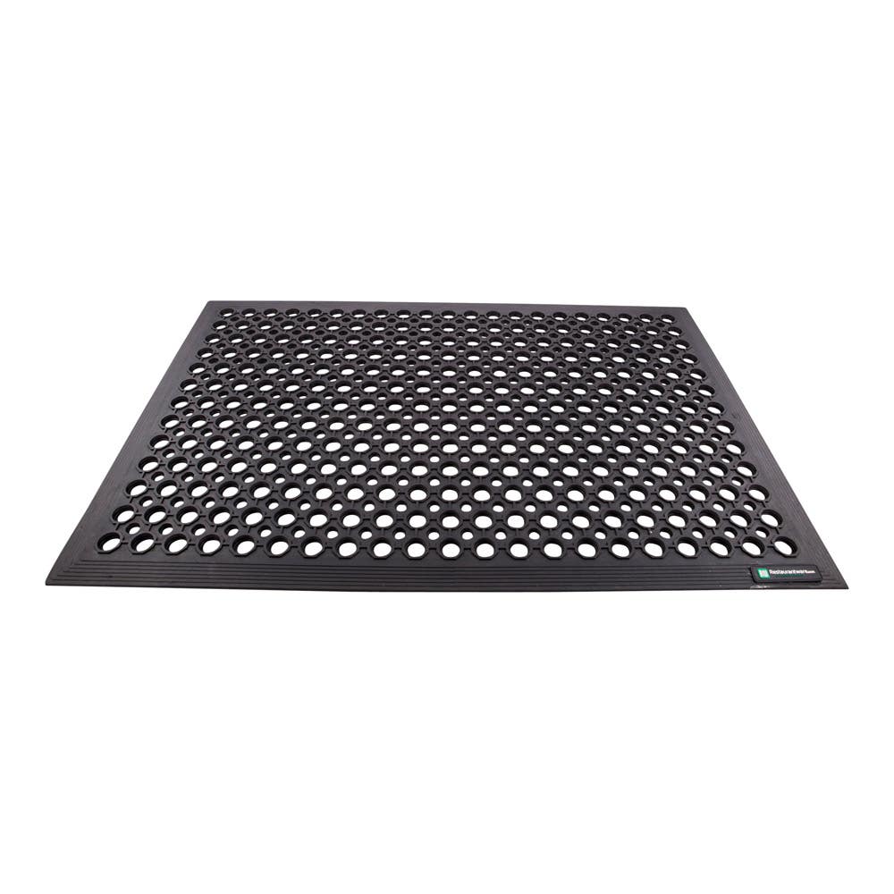 Serve Secure Rectangle Black Rubber Floor Mat Beveled Edge 36" x 24