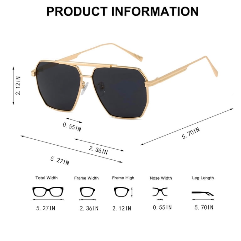 Oversized Square Aviator Sunglasses Gold Metal Plastic Frame Amazon.com: Oversized Semi Rimless Square Aviator Sunglasses  main image 4