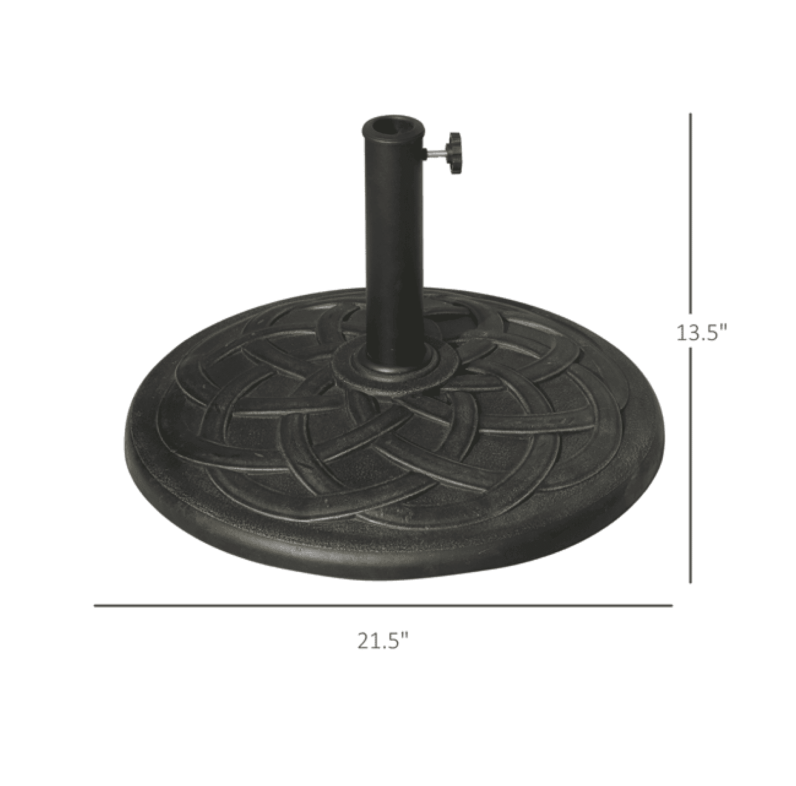 Outdoor Umbrella Base - 21.5" Resin Patio Umbrella Stand - Fits 1.5" & 1.89" Poles - Bronze/Black - Heavy Duty 44 lbs - Hand Turn Knob
