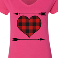 thumbnail image 4 of Inktastic Buffalo Plaid Valentines Day Heart Women's V-Neck T-Shirt, 4 of 5
