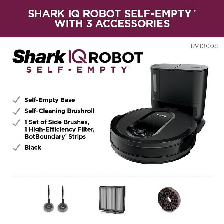 Vacuum, Robot Self-Cleaning Brushroll, Wi-Fi Robot RV1000S, Shark Mapping, IQ Home Self-Empty™
