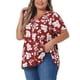 thumbnail image 4 of Blusa peplum elegante de verano con flores y escote en V para mujer de tallas grandes Agnes Orinda 2X roja, 4 of 6