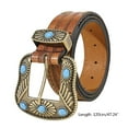 thumbnail image 5 of Yokua Vintage Leather Belt Western Belt Cowboy Belt Turquoise Belt Buckle Belt, 5 of 10