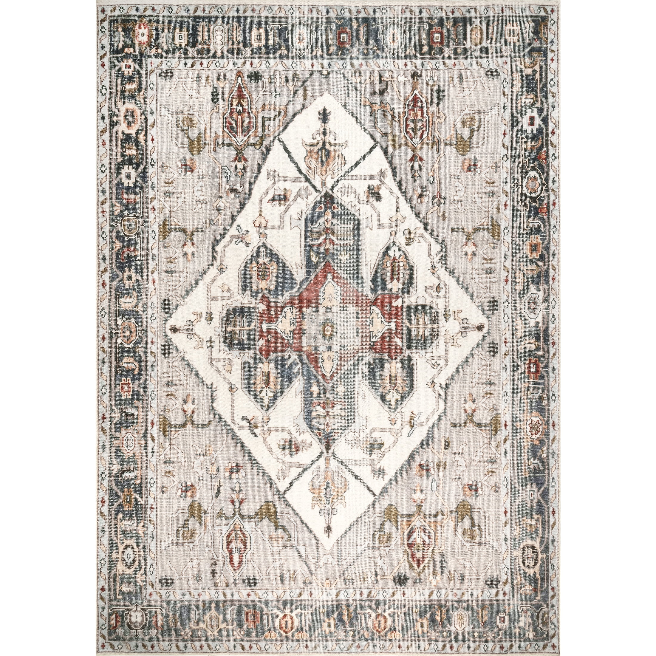 nuLOOM Mali SpinClean Machine Washable Traditional Medallion Area Rug, 2' 6" x 10', Runner, Mali Beige