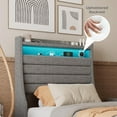 thumbnail image 6 of Twin Bed Frame with 2-Tier Upholstered Storage Headboard, Built in Charging Station & LED Lights, Sturdy Wood Support, Noise-Free, Under Bed Storage, No Box Spring Needed, Easy Assembly, Grey, 6 of 9