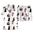 thumbnail image 4 of felwors Women Christmas Pajamas Set Silk Satin Short Sleeve Button Down Top and Shorts Plus Size Soft Sleepwear Lounge Xmas Pjs White, XL, 4 of 6