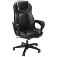 thumbnail image 1 of OFM ESS Chaise de Bureau en Cuir Pleine Fleur Style Course, Dossier Haut, Blanc, 1 of 12