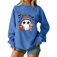 thumbnail image 5 of DORKASM Women's Halloween Costumes Crew Neck Lounge Funny Cute Pumpkin Sweatshirt Long Sleeve Plus Size Comfy 2026 Funny Print Pullover Fall Skeleton Costumes Blue M, 5 of 7