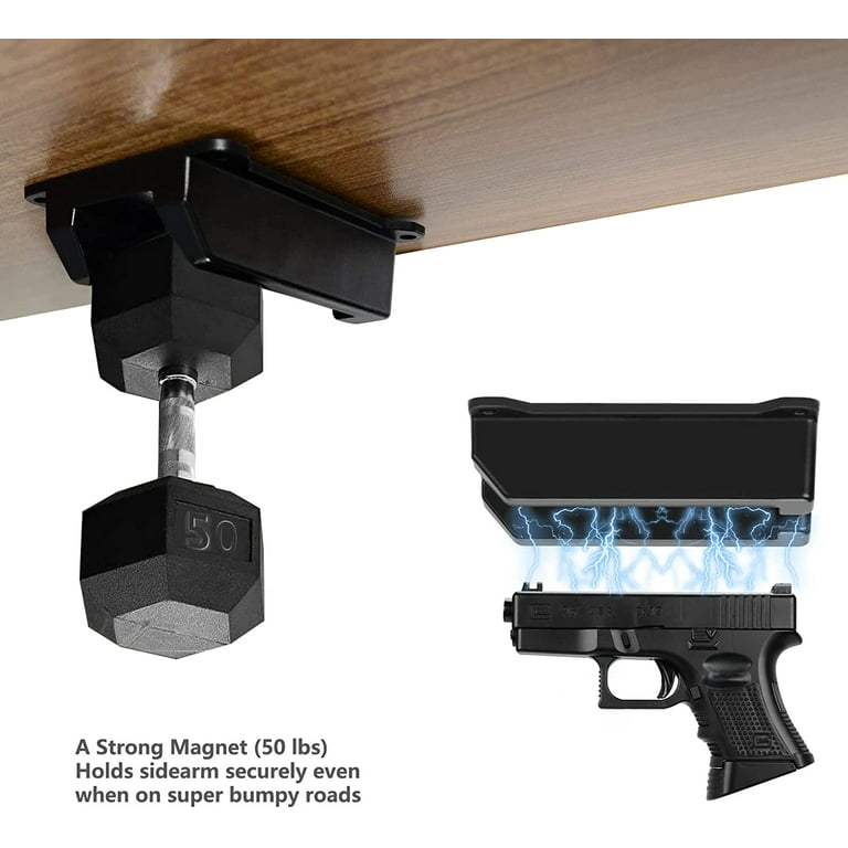 styrte prioritet åndelig Quickdraw Magnetic Gun Mount, Hole Free Gun Holster for Home or Office,  Concealed Gun Magnet for Pistol in Wall, Desk - Walmart.com