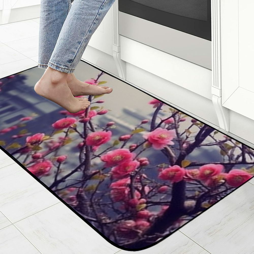 Qinduosi Decorative Door Mat, Door Mat with Non-Slip Rubber Backing, Easy Cleaning, Traps Dirt, for Entry, Patio, Garage- Bud Spring Tree Flowering Nature 19.68*47.24 in