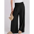 thumbnail image 5 of Solid Color Pleated Waist Loose Baggy Pants, Vacation Style Wide Leg Comfortable Pants, Suitable for Spring and Autumn Wear, Women's Clothing, 5 of 5
