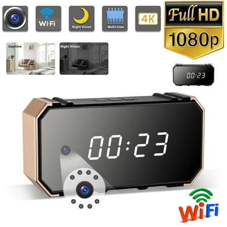 EEEKit WiFi Security Clock Camera Mini IP WiFi Camera HD 4K Nanny Cam Clock-Home Security Camera-IR Night Vision-Motion Activated Detection-Remote Monitoring Loop Recording Home Surveillance