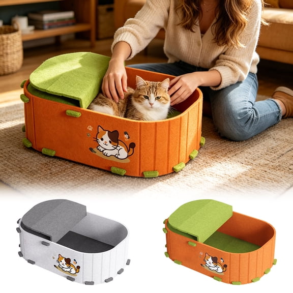 Cat Can Shape Cat Bed – Cozy Canned Style Shelter for Small Felines, Soft Plush Cat House with Easy Clean Design, Indoor Cat Hideaway