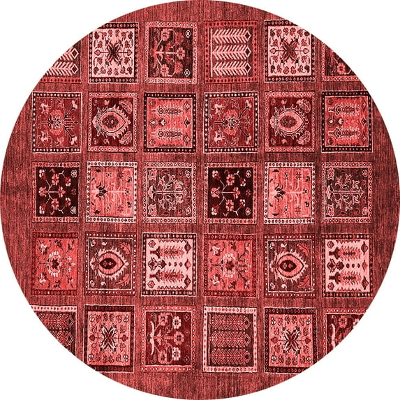 Ahgly Company Indoor Round Oriental Red Modern Area Rugs, 4' Round