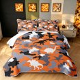 thumbnail image 2 of Manfei Farmhouse Mosaic Quilt Full, Vintage Camo Dinosaur Full Bedspread Sets, Orange Gray, 3 Pieces, 1 Coverlet and 2 Pillowcases, 2 of 7