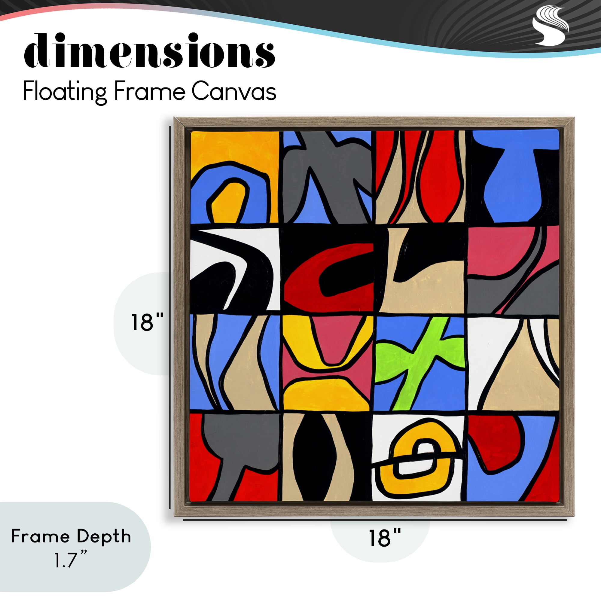 Stupell Industries Alternating Contrast Shapes Abstraction Brown Framed Floater Canvas Wall Art, design by Ruth Fromstein